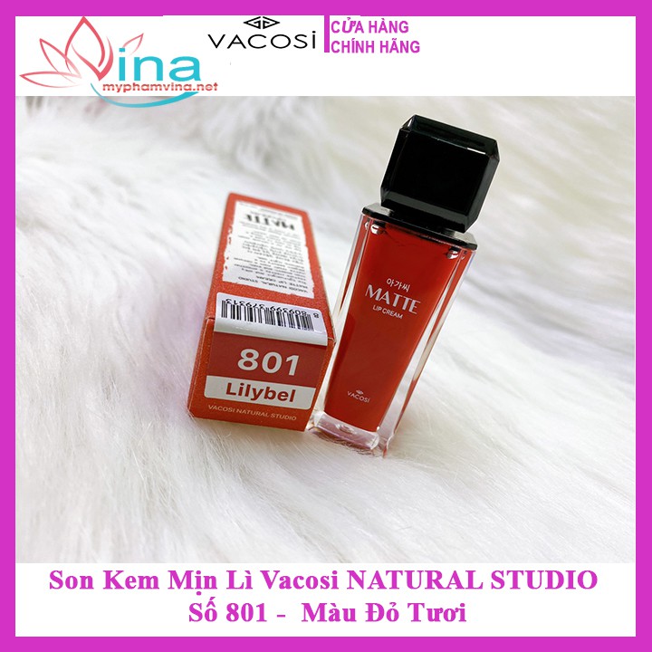 SON KEM MỊN LÌ VACOSI NATURAL STUDIO MATTE LIP CREAM #801: ĐỎ TƯƠI