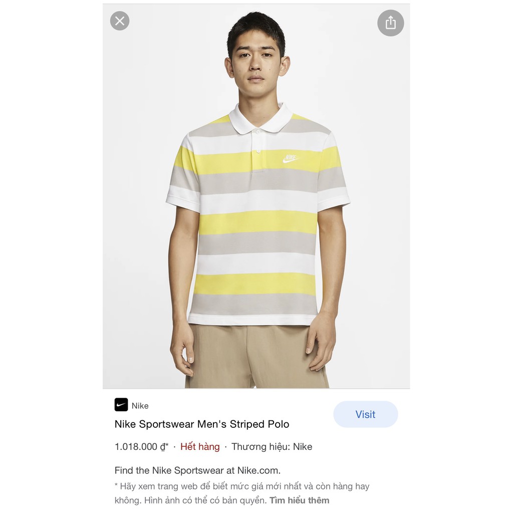Áo polo nam kẻ sọc Nike striped polo pique hàng Mỹ xách tay chính hãng