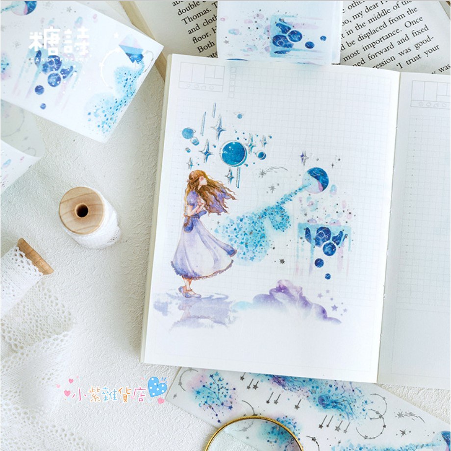 Enjoymore 💨 2 Chu Kỳ 37cm Washi Tape Ánh Nhũ Nghệ Thuật Băng Dán Trang Trí Sổ tay Scrapbook Bullet Journal Keo Dính