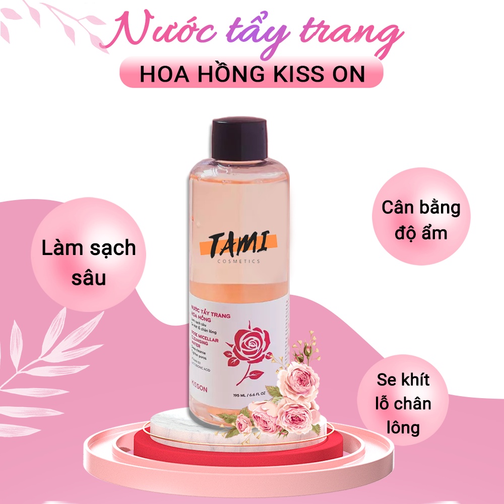 Nước tẩy trang hoa hồng KISS ON làm sạch sâu, cân bằng độ ẩm, thu nhỏ lỗ chân lông Kisson 145ml TM-KI-NTT01