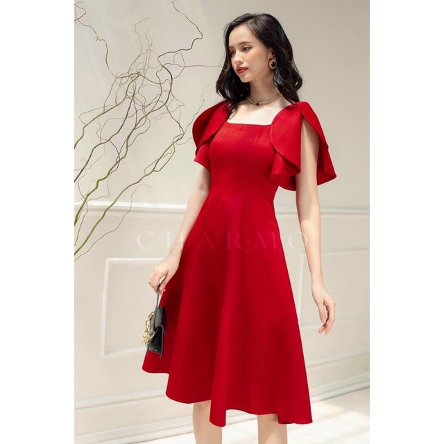 ĐẦM XÒE NỮ CHẤT LIỆU TAPTA CÓ MÚT NGỰC TAY CẮT XẺ CÁNH TIÊN DỰ TIỆC SANG CHẢNH