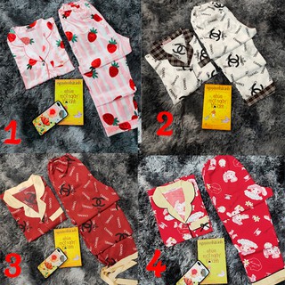 Đồ Ngủ Nữ - Bộ Pijama Phi Lụa Họa Tiết Dễ Thương