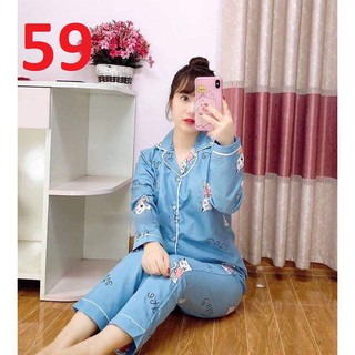 Bộ pijama kate thái cao cấp loại 1 quần dài tay dài - ẢNH THẬT