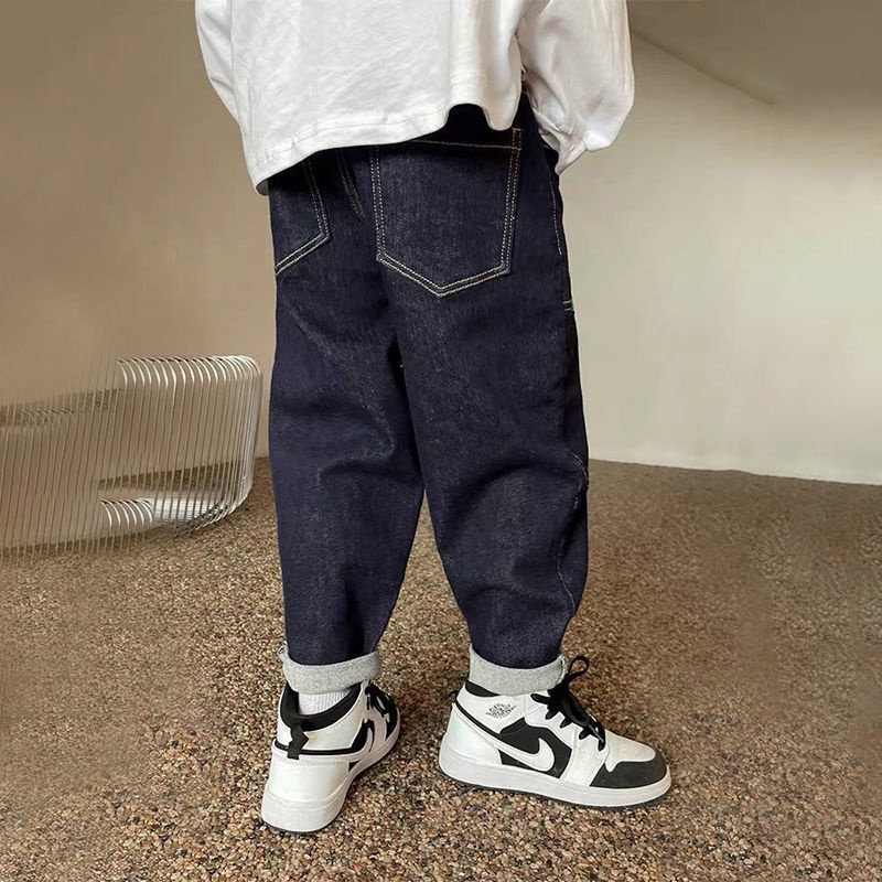 Quần Jean Dài Dáng Rộng Cỡ Lớn Thời Trang Thu Đông 2022 Mới Cho Bé Trai