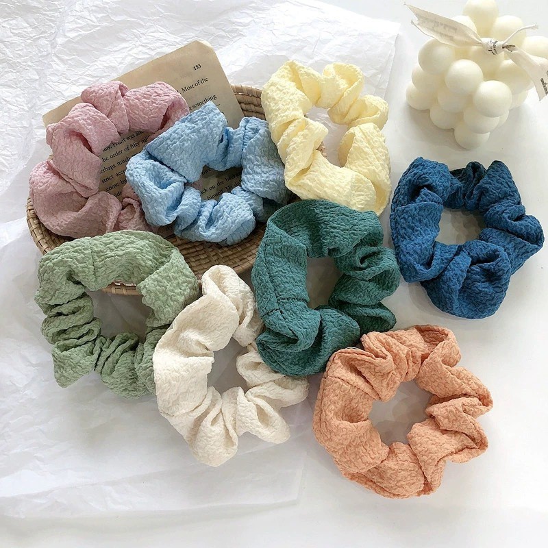 Dây cột tóc buộc tóc Scrunchie vải phồng to đẹp - S03