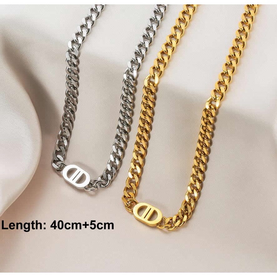 Vòng cổ/Vòng tay bằng thép titan mặt hình chữ D màu sắc retro Goth WB3