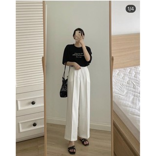 Quần vải xuông cạp trước chun sau