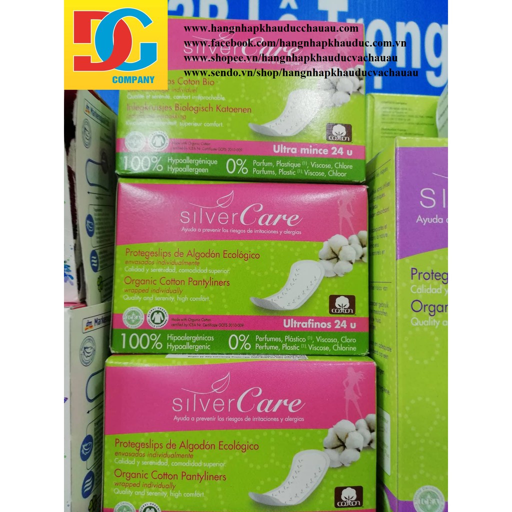 Băng Vệ Sinh Hữu Cơ Hằng Ngày Siêu Mỏng Silver Care Ultrafinos 24 Miếng/Gói Tây Ban Nha