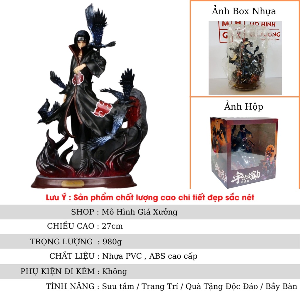 Mô hình Naruto ITACHI Akatsuki hắc hỏa dáng đứng cực ngầu . Cao 29cm , nặng 1kg . Figure naruto , mô hình giá xưởng