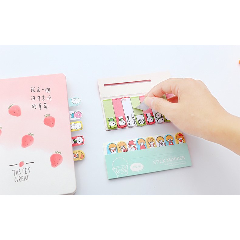 Bộ dấu trang 120 tờ, bookmark, ghi chú dấu trang cho sách, vở hoạt hình cute