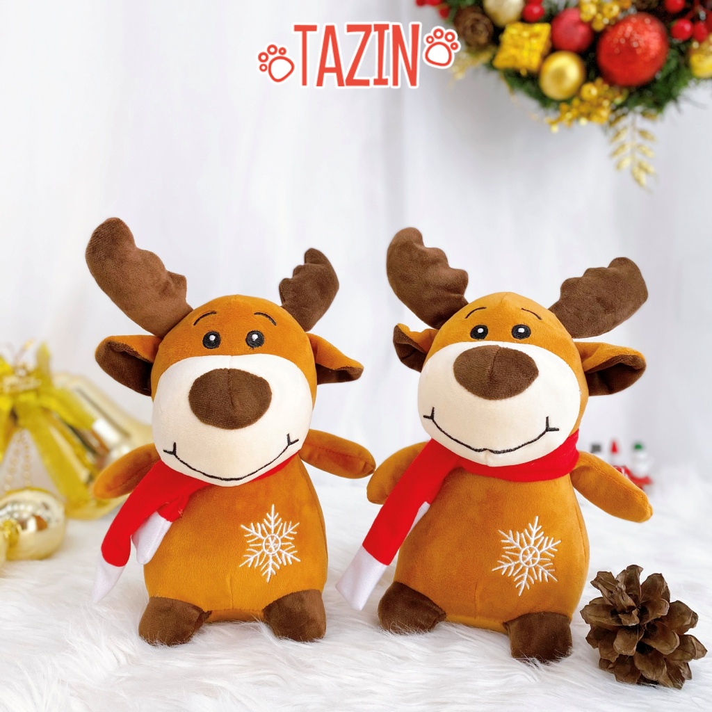 Gấu bông tuần lộc nâu bông tuyết giáng sinh noel, tuần lộc bông noel cutte 20 cm cao cấp Tazin