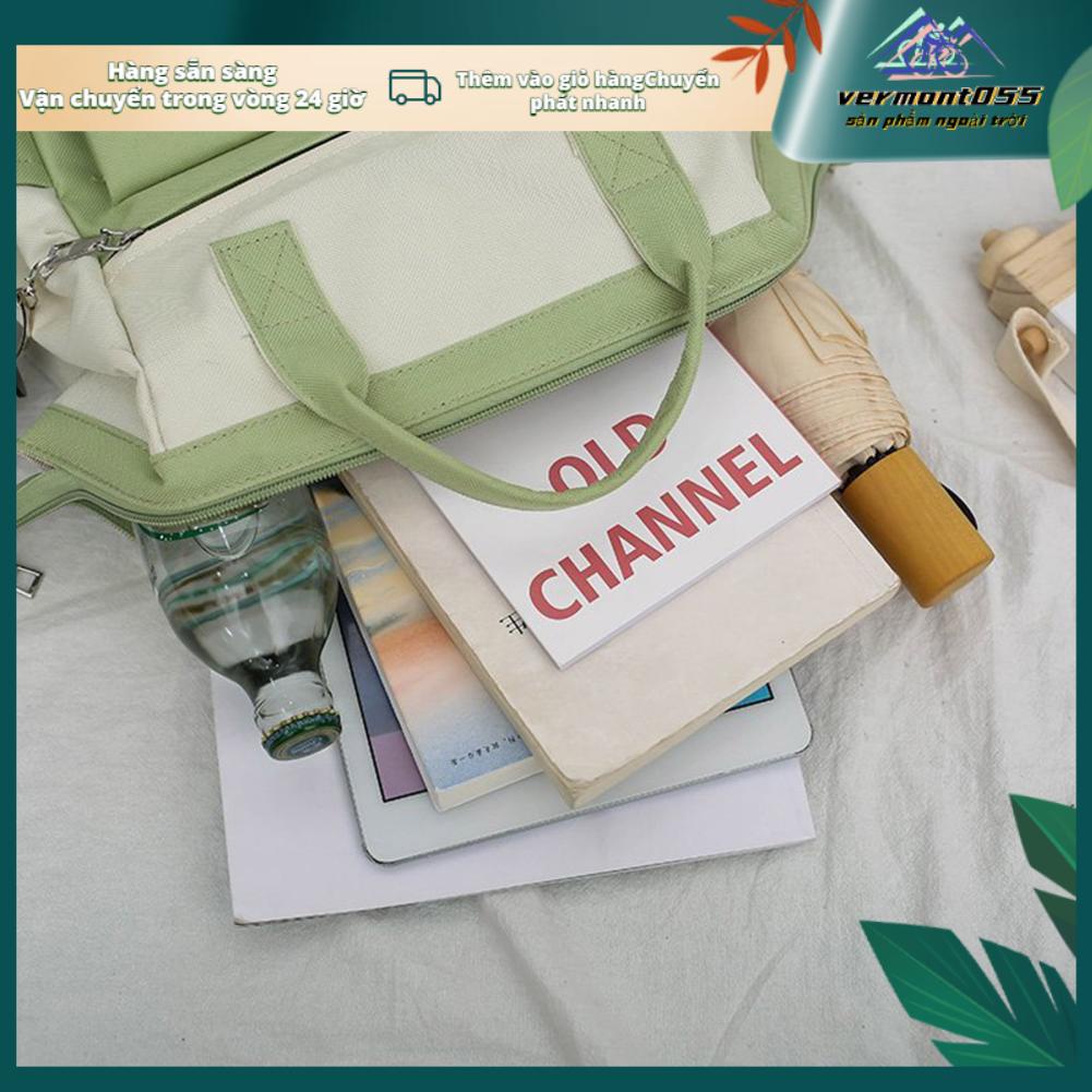 Vermont055 4 cái Ba lô đi học Dung lượng lớn Nhiều túi dành cho sinh viên Đại Bộ sách với Túi Tote đeo chéo đựng bút chì