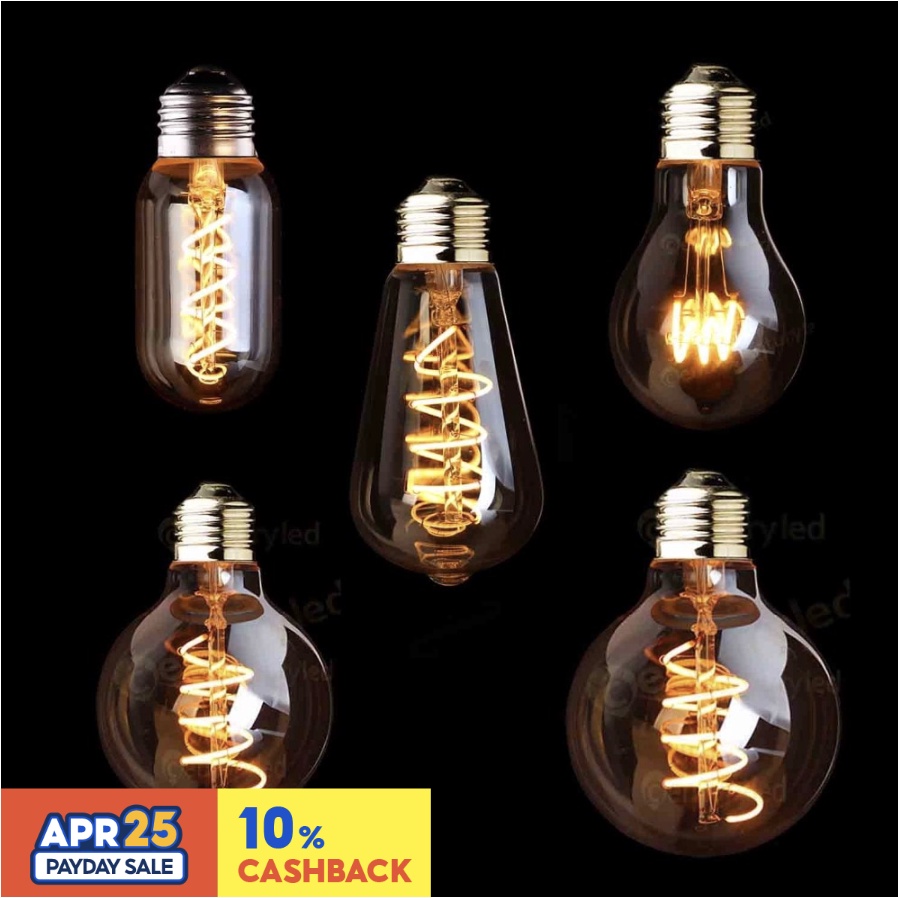 Bóng Đèn Dây Tóc Xoắn Ốc E27 3W ST64 A19 Phong Cách Retro