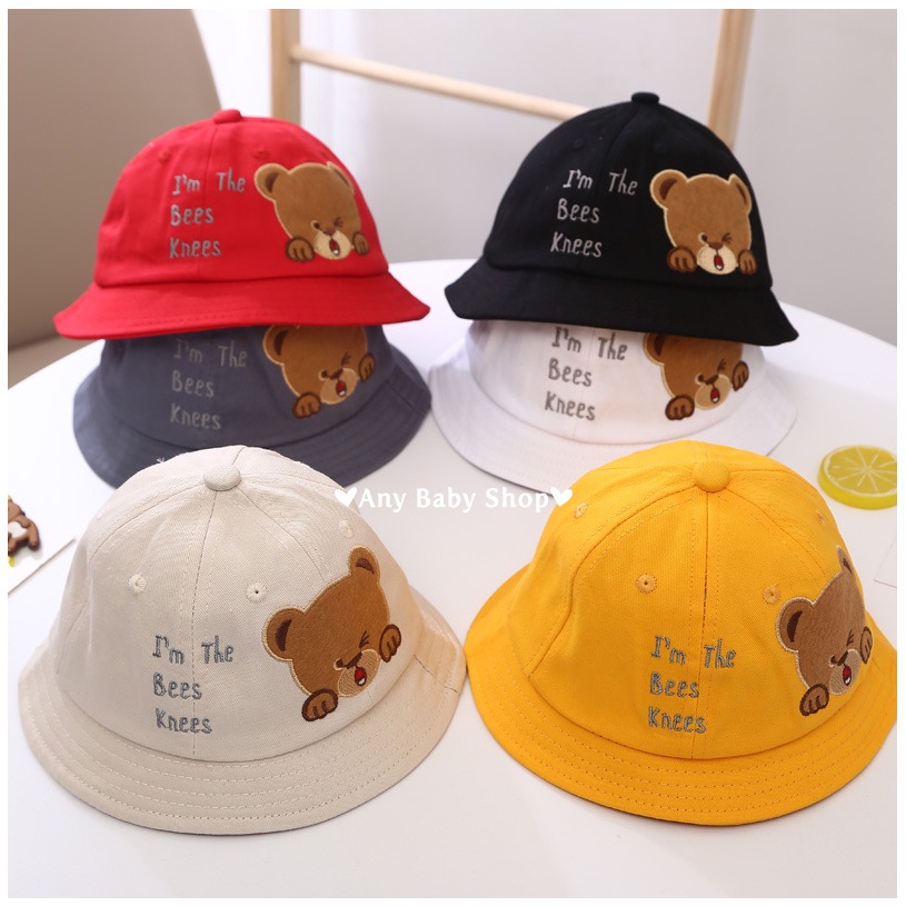 Mũ nón Bucket nỉ rộng vành thời trang cho bé trai và bé gái hình gấu nháy mắt nhiều màu siêu cute    ❣❣