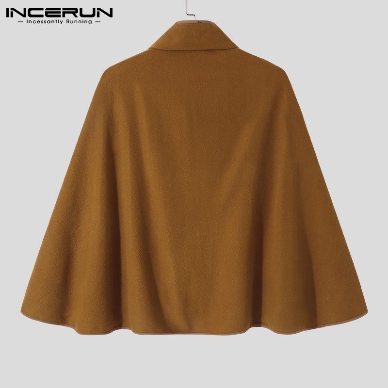 Áo choàng INCERUN hai hàng nút dáng rộng tay cánh dơi phong cách phương tây vintage thời trang mùa đông dành cho nam