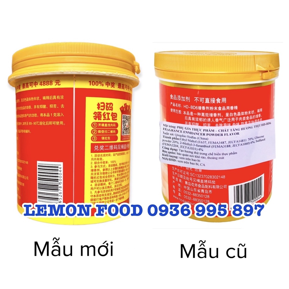 Hộp 500g Hương thịt HD-6 chuyên dùng cho jambon, gà ủ muối, giò chả, thịt viên xúc xích