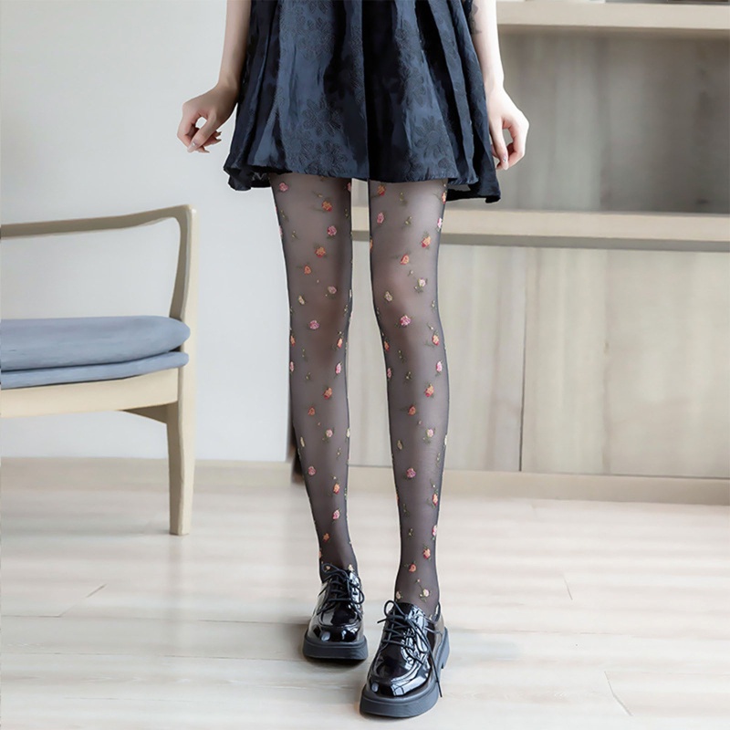 Xixi Quần Tất Lụa Mỏng In Họa Tiết Hoa Nhiều Màu Sắc Phong Cách Lolita Pháp Ngọt Ngào Thời Trang Cho Nữ