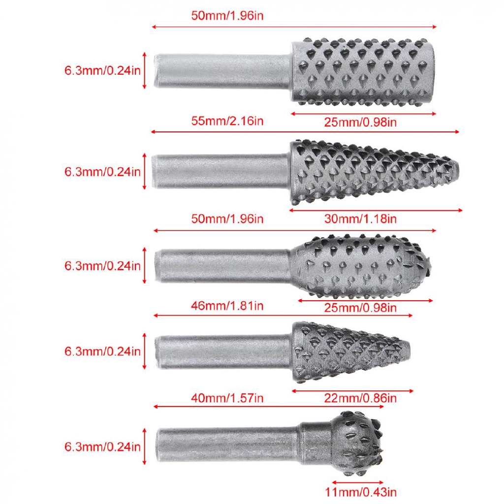 Set 5 mũi mài gỗ chuyên dụng