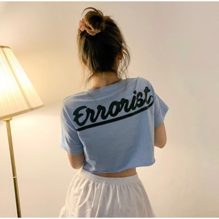 Áo ERRORIST logo croptop màu xanh baby