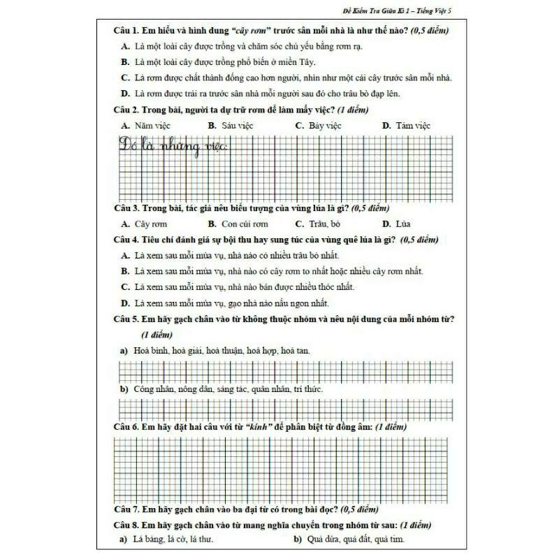 Sách - Đề Kiểm Tra Toán Và Tiếng Việt Lớp 5 - Học Kì 1