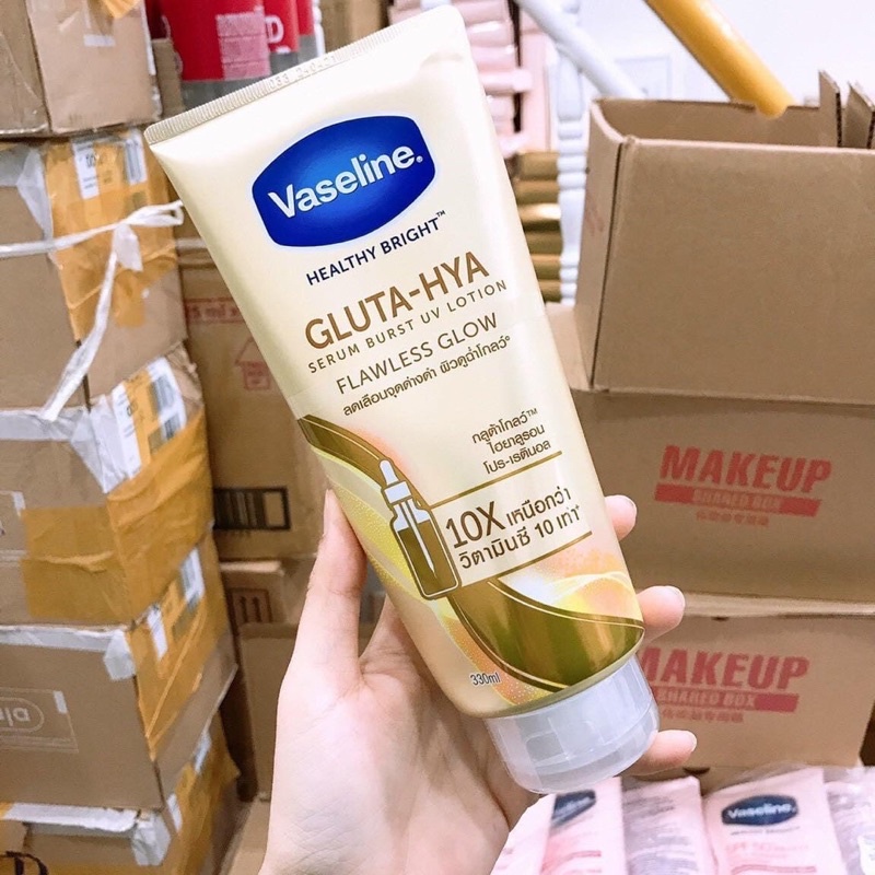 01 Chai Sữa Dưỡng Ẩm Vaseline GLUTA-HYA Serum Burst Uv Lotion Thái Lan 330ml