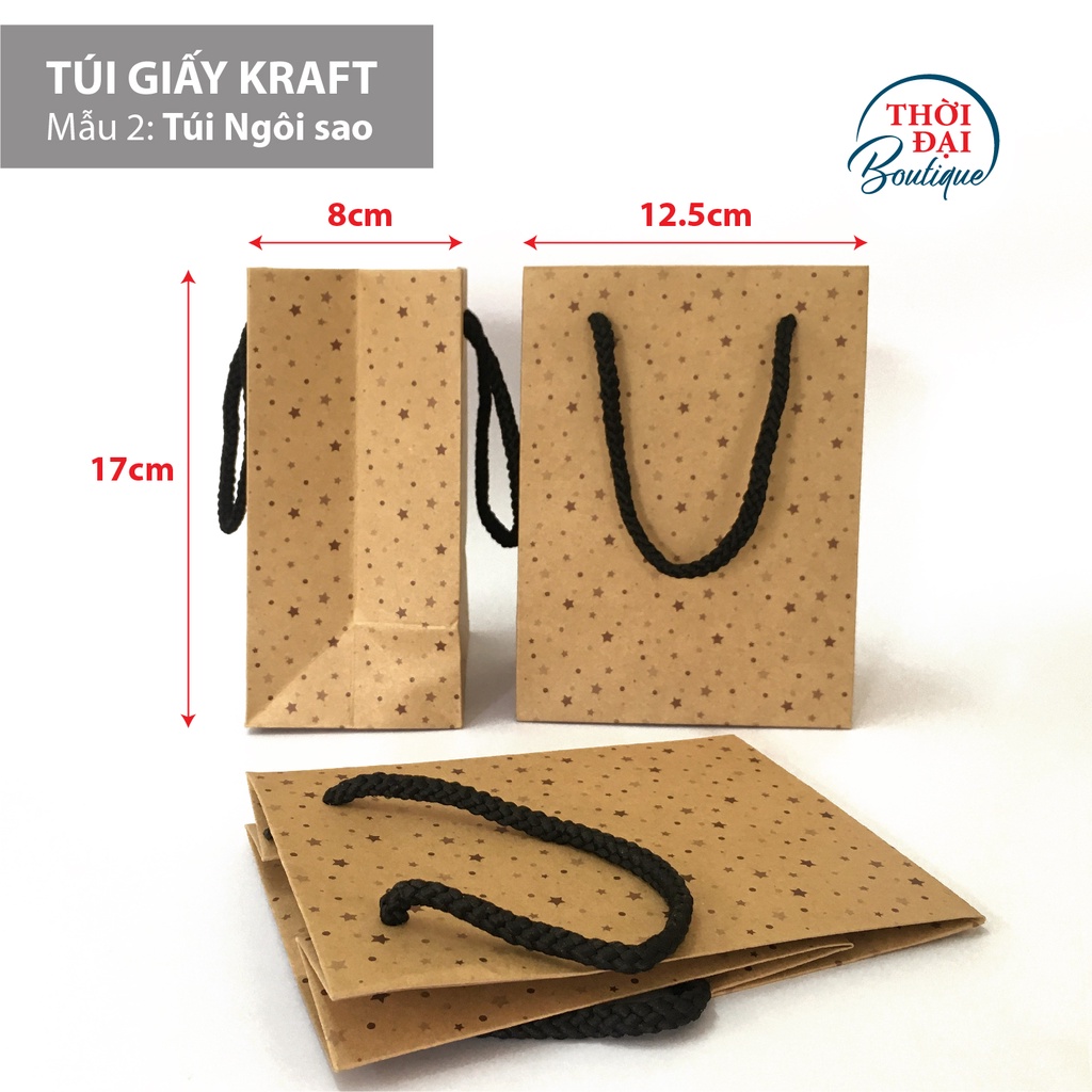Túi giấy Kraft nhỏ xinh , giấy Kraft nâu dày, dây đen
