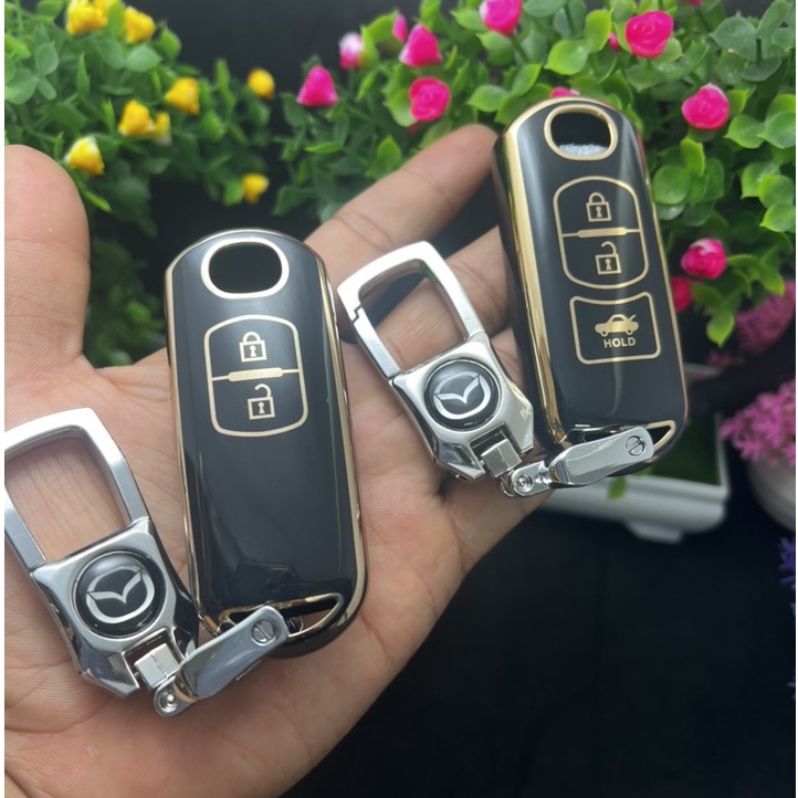 Bao chìa khóa Đen Vàng- Ốp chìa khóa: Mazda2, Mazda3, Mazda6, Mazda Cx5 CX8.