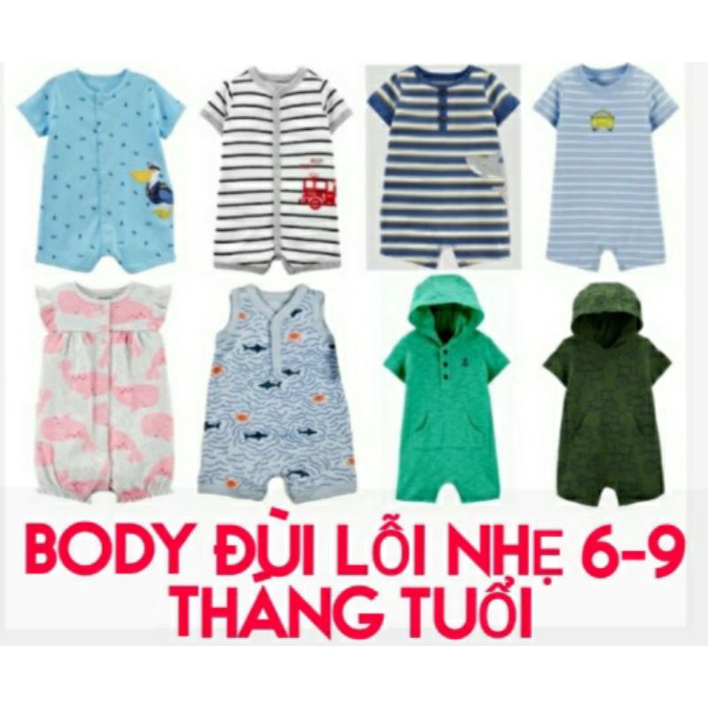 (Chọn Mẫu LỖI NHẸ 6-9 Tháng)Body đùi cotton thoáng mát cho bé trai,gái từ 7,5-9kg