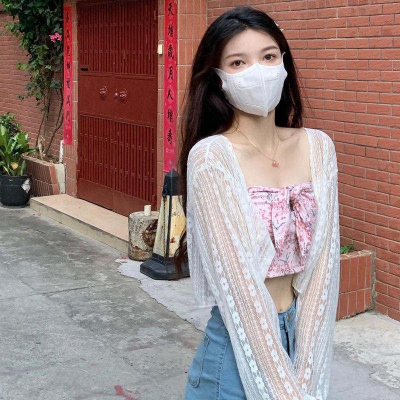 Áo Khoác Cardigan Tay Dài Viền Ren Chống Nắng Thời Trang | WebRaoVat - webraovat.net.vn