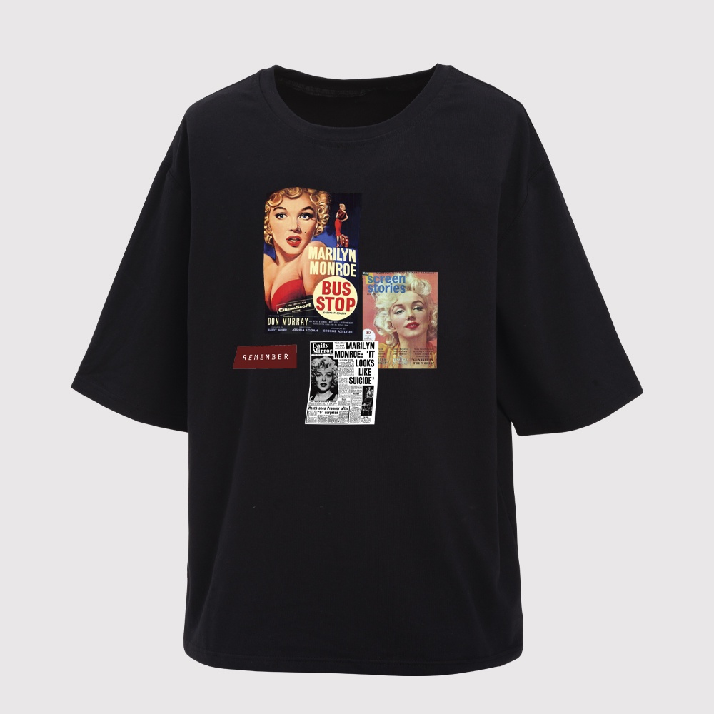 Áo thun cotton đen in decal hoạ báo Maria cá tính -Erot clothing
