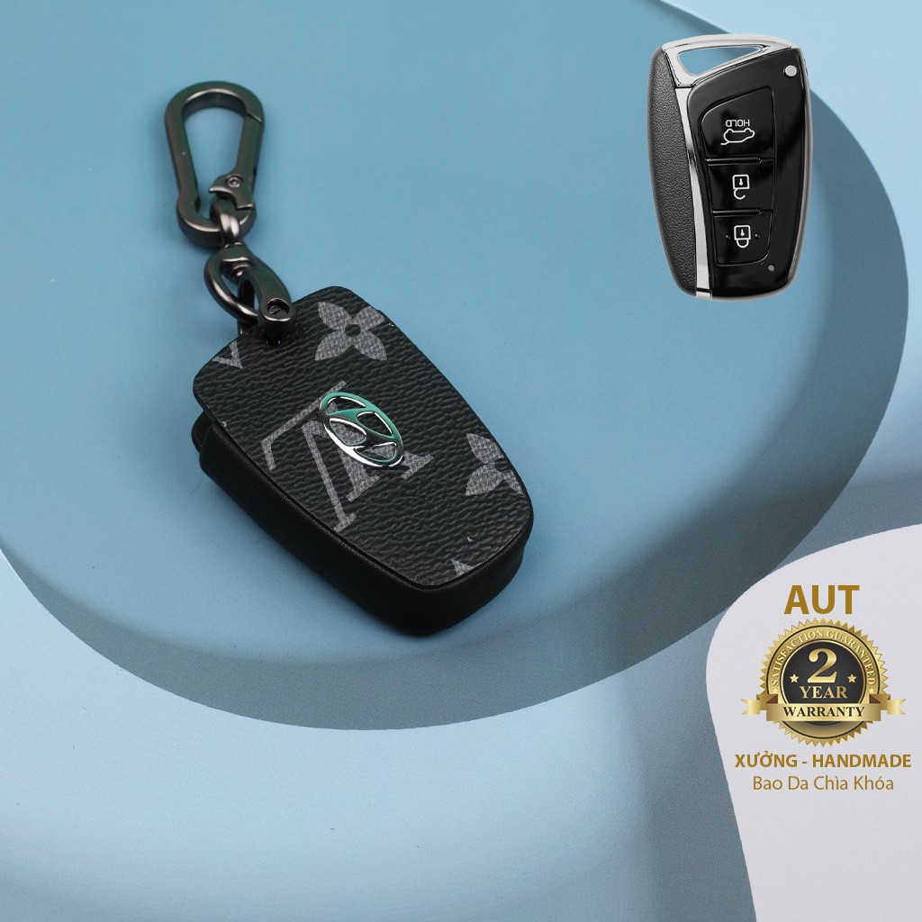 Bao da chìa khóa Canvas LV siêu đẹp cho Hyundai (SantaFe 2013 - 2018, Genesis)
