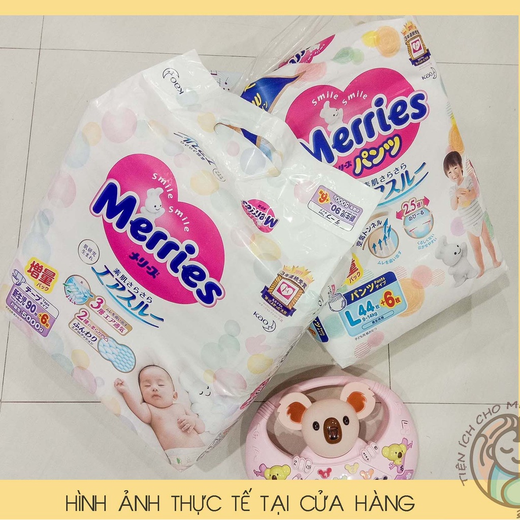 Bỉm Merries Nội Địa Nhật Tã  Dán/Quần (Cộng Miếng -TC) NB96/S88/M68/L58/M64/L50/XL44/XXL28/M58TC