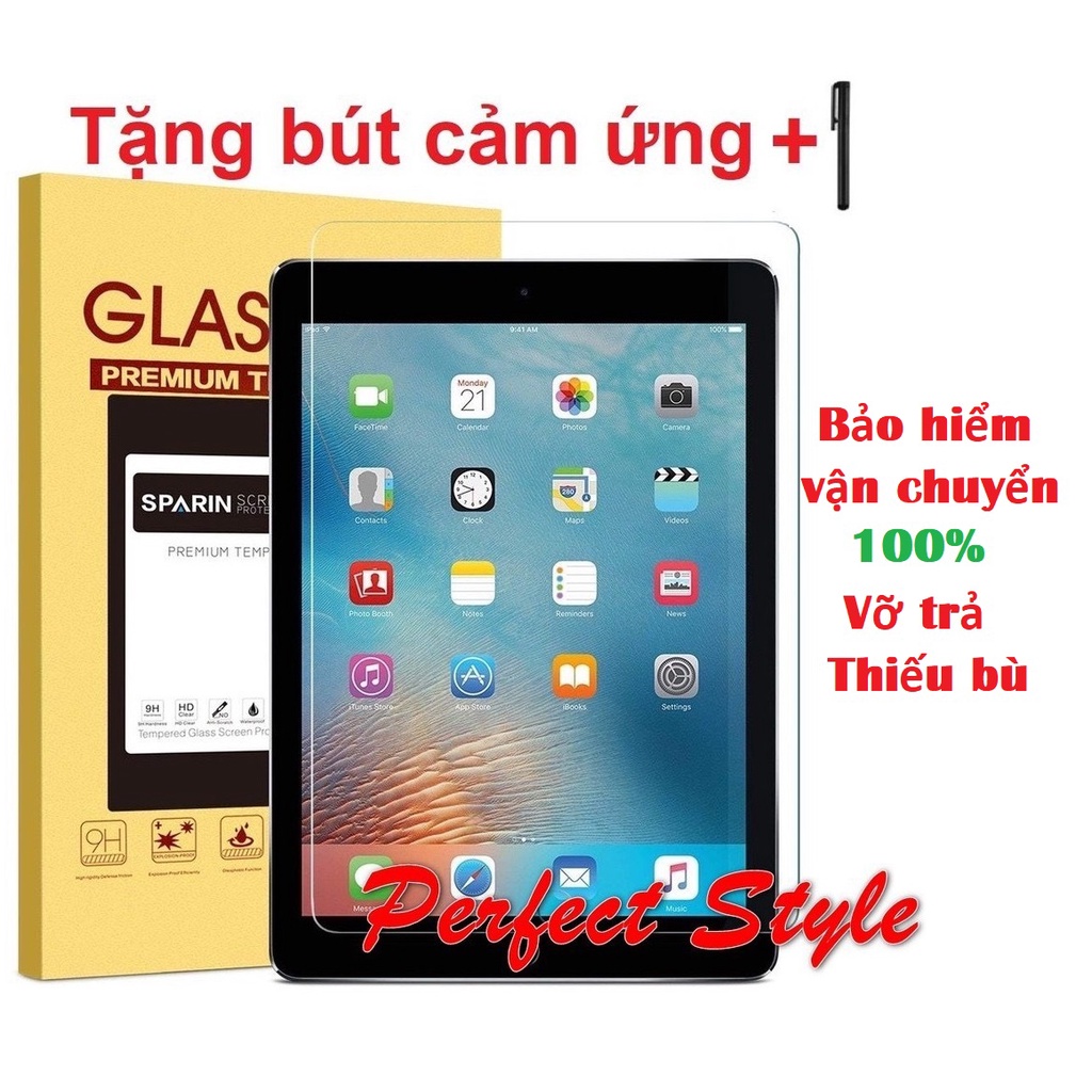 KÍNH CƯỜNG LỰC IPAD 2-3-4 Air 1 2 3 4 5 Mini 1-2-3 4 5 mini 6 9.7 pro Ipad 10.2 10.5 10.9 M1 11 Gen 5 6 7 8 9 (tặngbút)