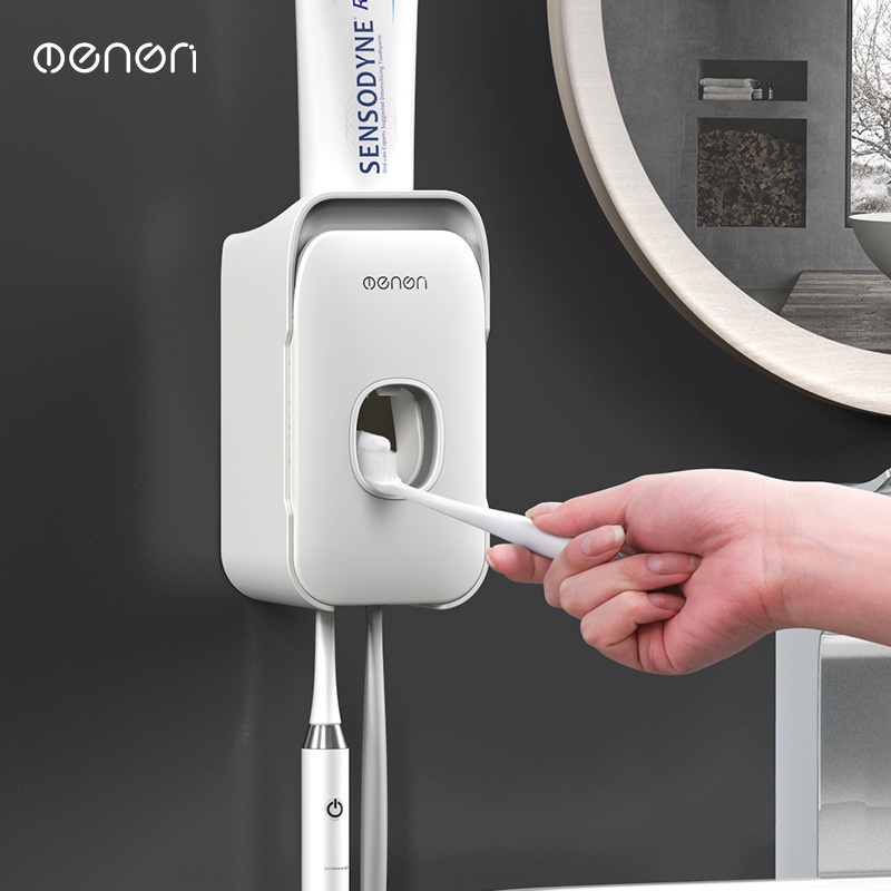 Nhả Kem Đánh Răng Tự Động Kèm Móc Treo Bàn Chải Oenon Lắp Đặt Dán Tường Tiện Lợi, Nhả Kem Rời Oenon