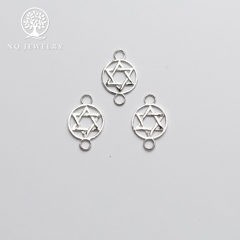 Charm bạc khóa liên kết vòng tay, dây chuỗi hình sao 6 cánh - NQ Jewelry