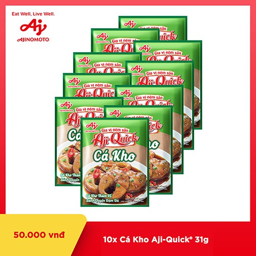 Lốc 10 gói gia vị nêm sẵn Cá Kho Aji-Quick 31g/1 gói