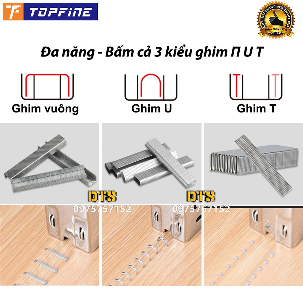 Combo Súng bắn ghim công nghiệp đa năng, Kìm bắn đinh ghim  3 trong 1 TOP FINE có tăng lực, bấm cả 3 kiểu ghim П U T