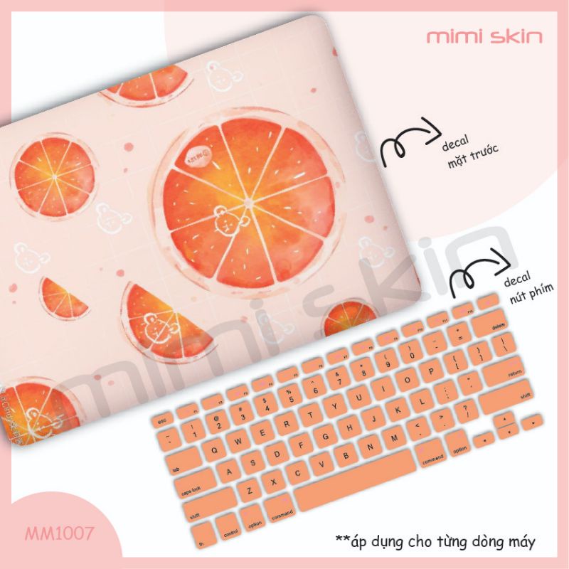 Miếng dán laptop Quả Cam cắt sẵn, chỉ việc tháo dán cho dell/asus/hp/acer/macbook/lenovo hiệu MIMISKIN