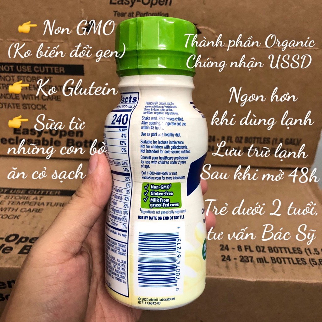 ❤️ Sữa Nước Pediasure Grow & Gain Organic Non-GMO Mỹ, Hương Vani tự nhiên thơm ngon [Date 12/2021]