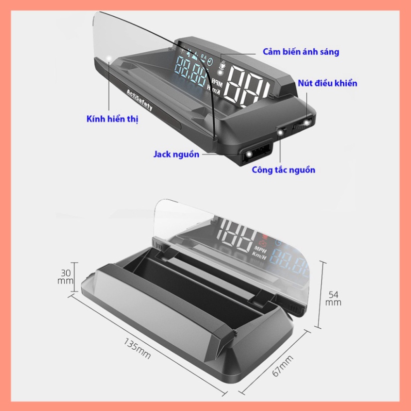 Màn Hình Hiển Thị Cảnh Báo Tốc Độ Đa Năng Cao Cấp HUD H400G (chuẩn GPS) Cho Mọi Dòng Ô Tô Xe Hơi