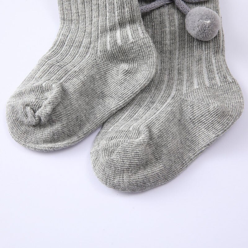 Vớ Cotton Mềm Giữ Ấm Mùa Đông Đính Nơ Và Bóng Lông Hoạt Hình Cho Bé Sơ Sinh