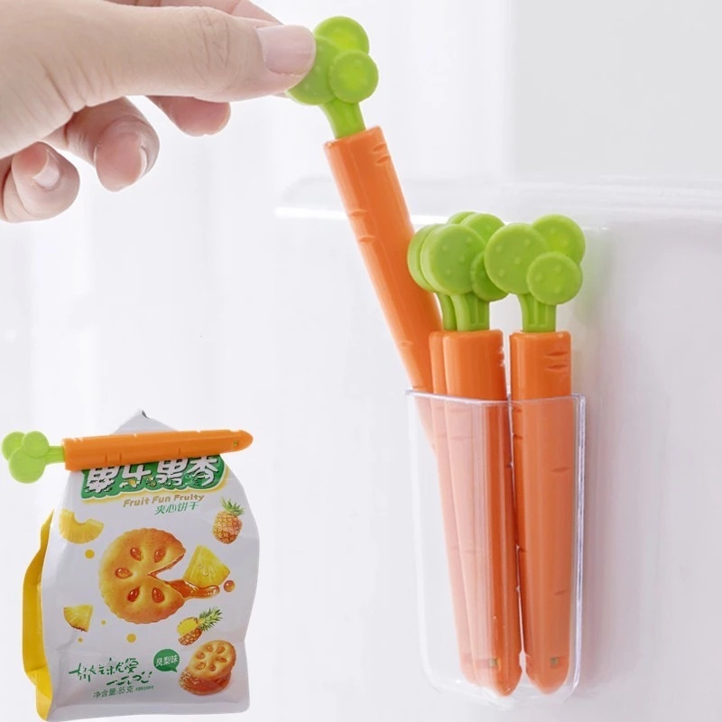 Set 5 kẹp miệng túi đựng thực phẩm hình củ cà rốt dễ thương sáng tạo