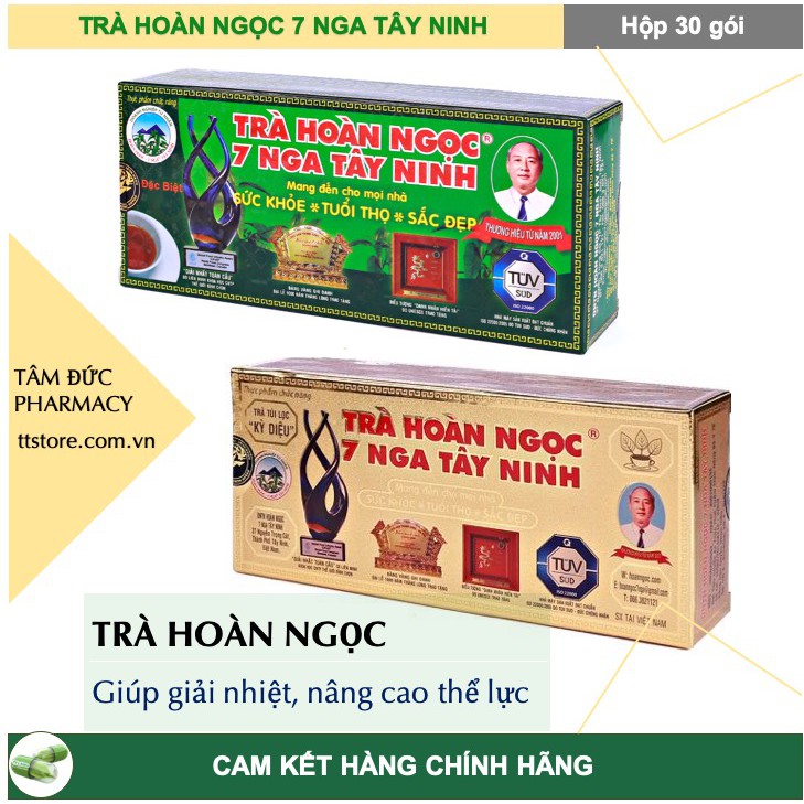 Trà Hoàn Ngọc Bảy Nga Tây Ninh - Chè Hoàn Ngọc 7 Nga Tây Ninh [Hộp 30 gói] - Xanh - Vàng