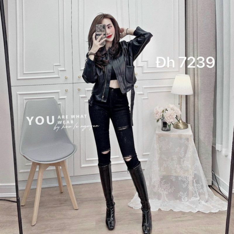 Quần jean rách gối ôm body hàng QCL1