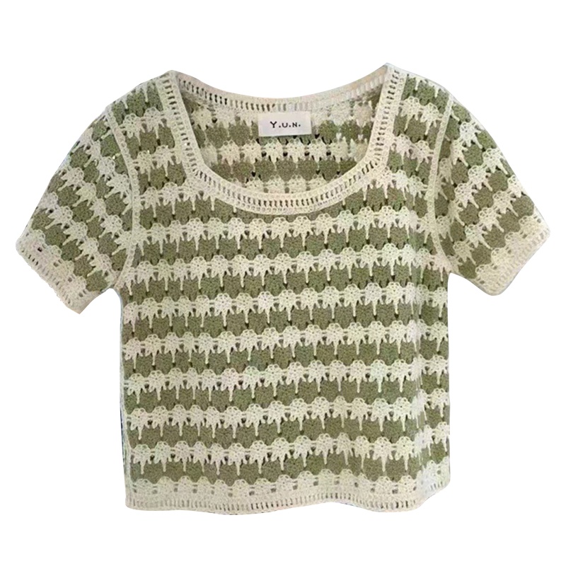 Áo Croptop Dệt Kim Cổ Chữ U Dáng Rộng Thời Trang Cho Nữ