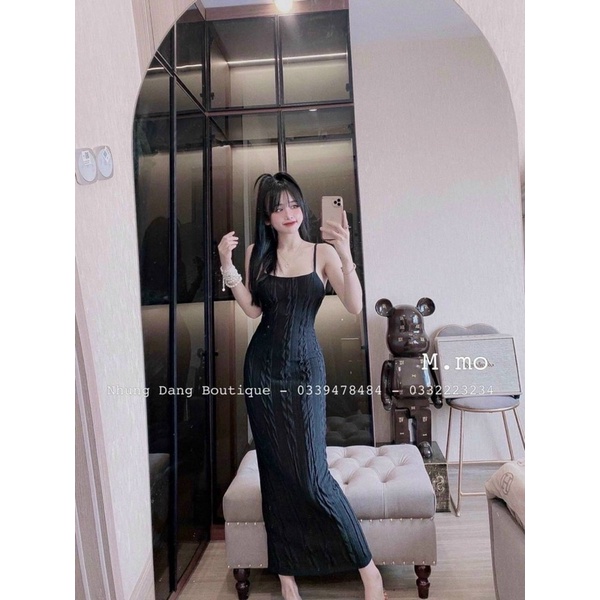 Đầm 2dây ôm body dài qua gối vải xốp cao cấp - G0T100