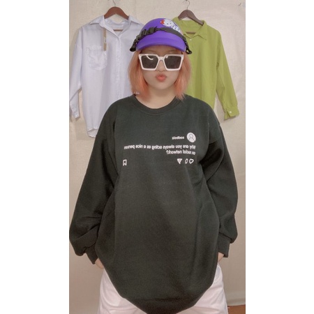 Áo Sweater Sadboi Máy Ảnh Hot Trend, Áo Form Thụng Tay Bồng Unisex