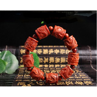 Vòng Gỗ Huyết Long Indo Charm Rồng, mặt phật SIZE 18LY