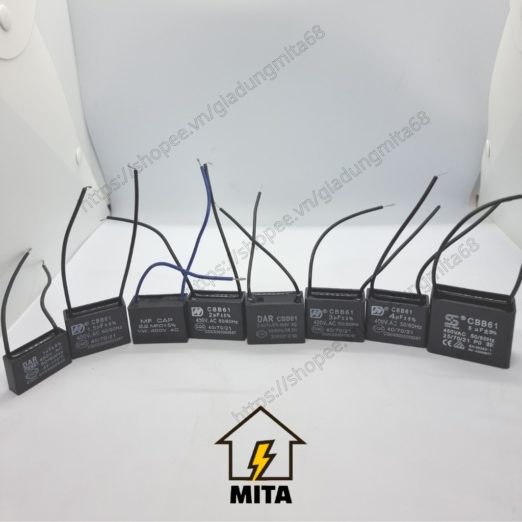 Tụ quạt 400V.AC 1uf-1,5uf -2uf-2,2uf-2,5uf-3uf-4uf-5uf