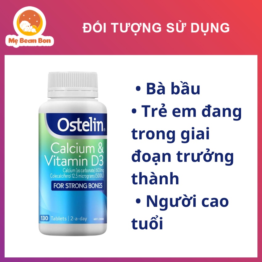 Canxi Bầu Ostelin Calcium &amp; Vitamin D3 của Úc 130 viên bổ sung Canxi và D3 cho bà bầu mẹ sau sinh duy trị hệ miễn dịch